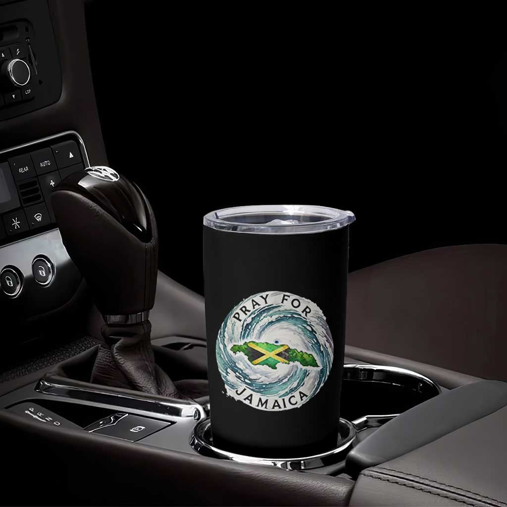 Pray For Jamaica Hurricane Support Tumbler Cup Strong Island Map and Storm Graphic