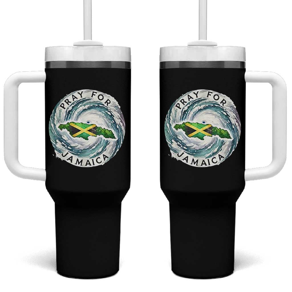 Pray For Jamaica Hurricane Support Tumbler With Handle Strong Island Map and Storm Graphic