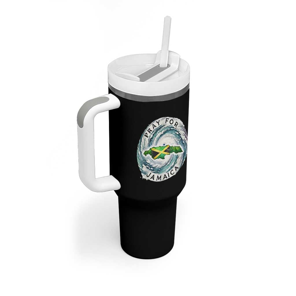 Pray For Jamaica Hurricane Support Tumbler With Handle Strong Island Map and Storm Graphic