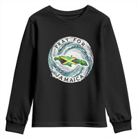 Pray For Jamaica Hurricane Support Youth Sweatshirt Strong Island Map and Storm Graphic