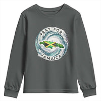 Pray For Jamaica Hurricane Support Youth Sweatshirt Strong Island Map and Storm Graphic