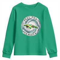 Pray For Jamaica Hurricane Support Youth Sweatshirt Strong Island Map and Storm Graphic
