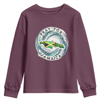Pray For Jamaica Hurricane Support Youth Sweatshirt Strong Island Map and Storm Graphic