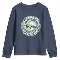 Pray For Jamaica Hurricane Support Youth Sweatshirt Strong Island Map and Storm Graphic