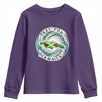 Pray For Jamaica Hurricane Support Youth Sweatshirt Strong Island Map and Storm Graphic