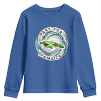 Pray For Jamaica Hurricane Support Youth Sweatshirt Strong Island Map and Storm Graphic