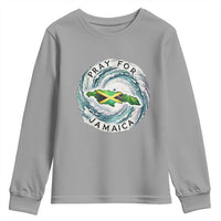 Pray For Jamaica Hurricane Support Youth Sweatshirt Strong Island Map and Storm Graphic