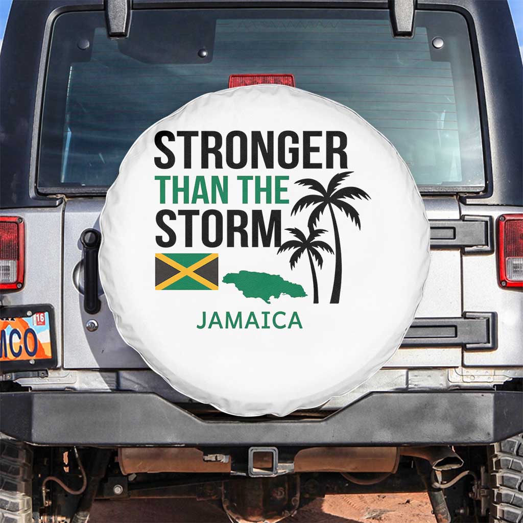 Stronger Than The Storm Jamaica Spare Tire Cover Resilience and Hope Hurricane Awareness