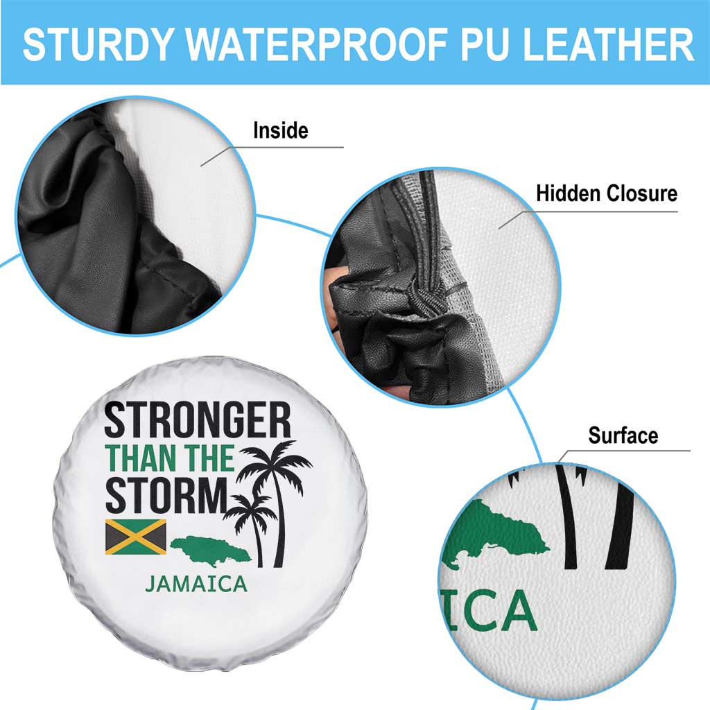 Stronger Than The Storm Jamaica Spare Tire Cover Resilience and Hope Hurricane Awareness