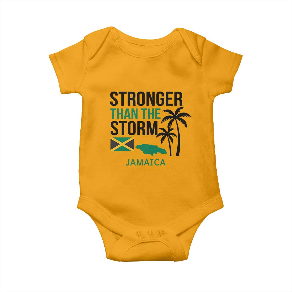 Stronger Than The Storm Jamaica Baby Onesie Resilience and Hope Hurricane Awareness