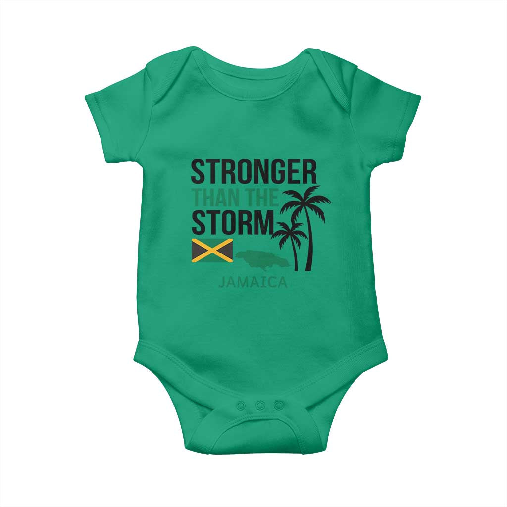 Stronger Than The Storm Jamaica Baby Onesie Resilience and Hope Hurricane Awareness