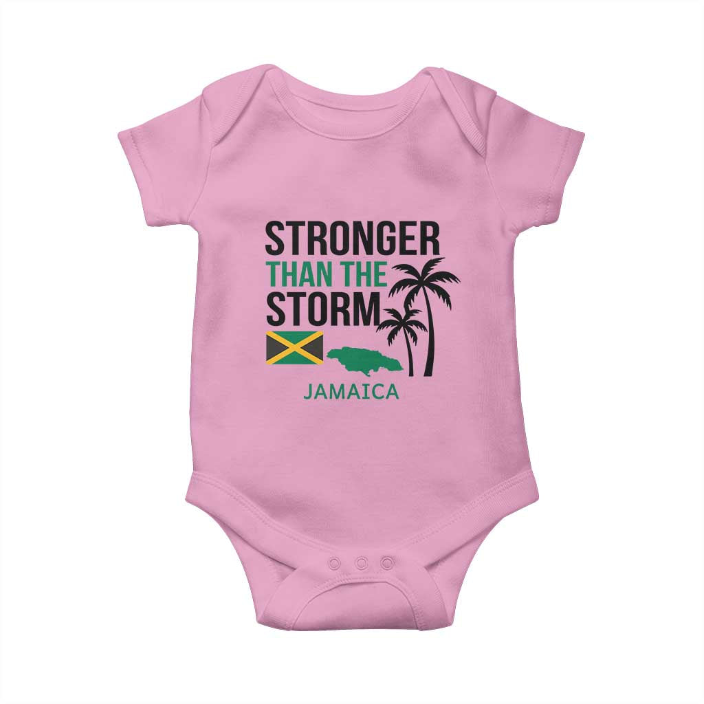 Stronger Than The Storm Jamaica Baby Onesie Resilience and Hope Hurricane Awareness