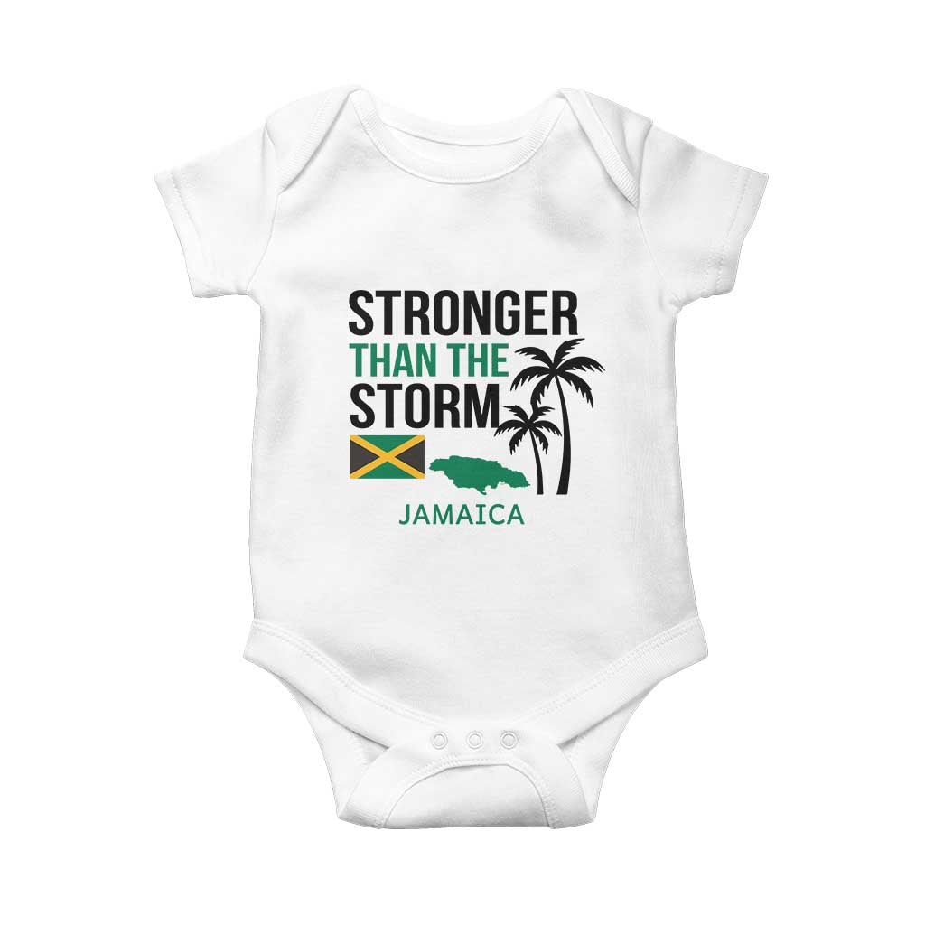 Stronger Than The Storm Jamaica Baby Onesie Resilience and Hope Hurricane Awareness