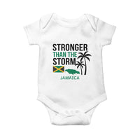 Stronger Than The Storm Jamaica Baby Onesie Resilience and Hope Hurricane Awareness