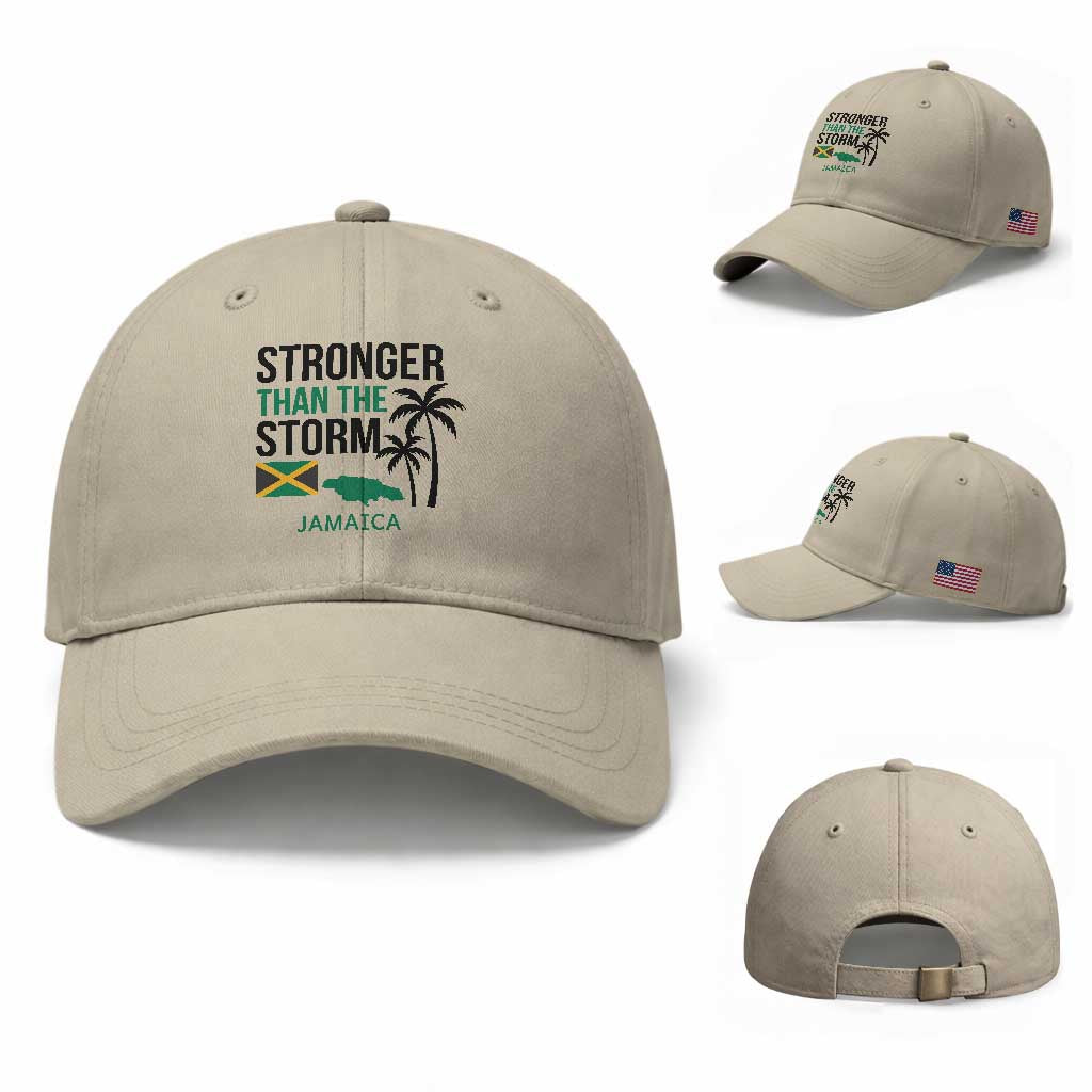Stronger Than The Storm Jamaica Baseball Cap Resilience and Hope Hurricane Awareness