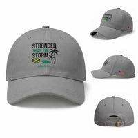 Stronger Than The Storm Jamaica Baseball Cap Resilience and Hope Hurricane Awareness