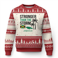 Stronger Than The Storm Jamaica Ugly Christmas Sweater Resilience and Hope Hurricane Awareness