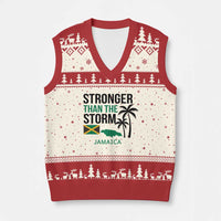 Stronger Than The Storm Jamaica V-Neck Knit Sweater Vest Resilience and Hope Hurricane Awareness