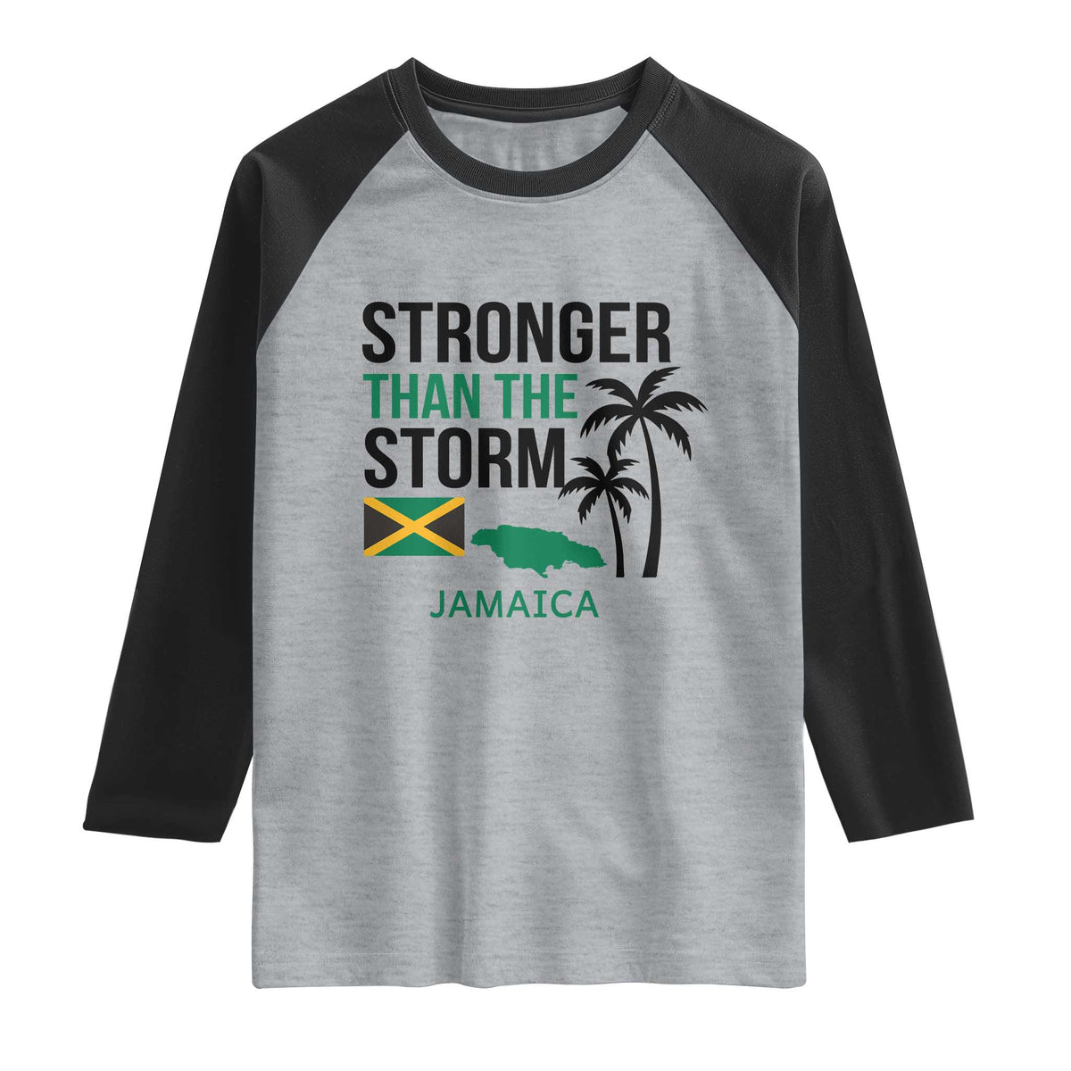 Stronger Than The Storm Jamaica Raglan Shirt Resilience and Hope Hurricane Awareness