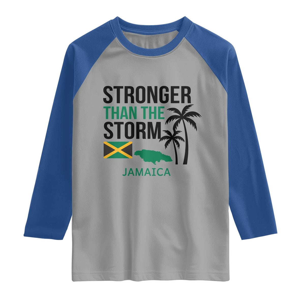 Stronger Than The Storm Jamaica Raglan Shirt Resilience and Hope Hurricane Awareness