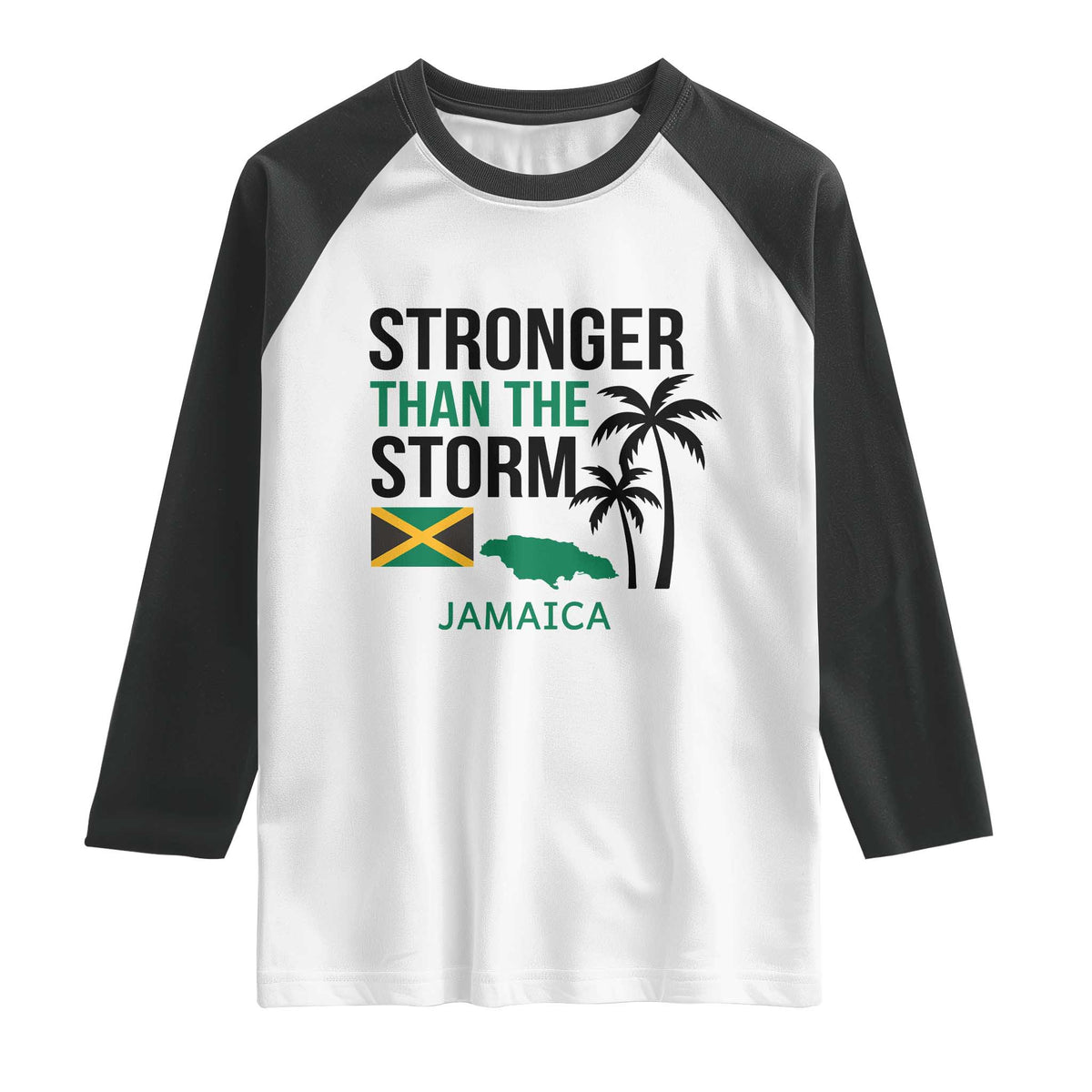 Stronger Than The Storm Jamaica Raglan Shirt Resilience and Hope Hurricane Awareness