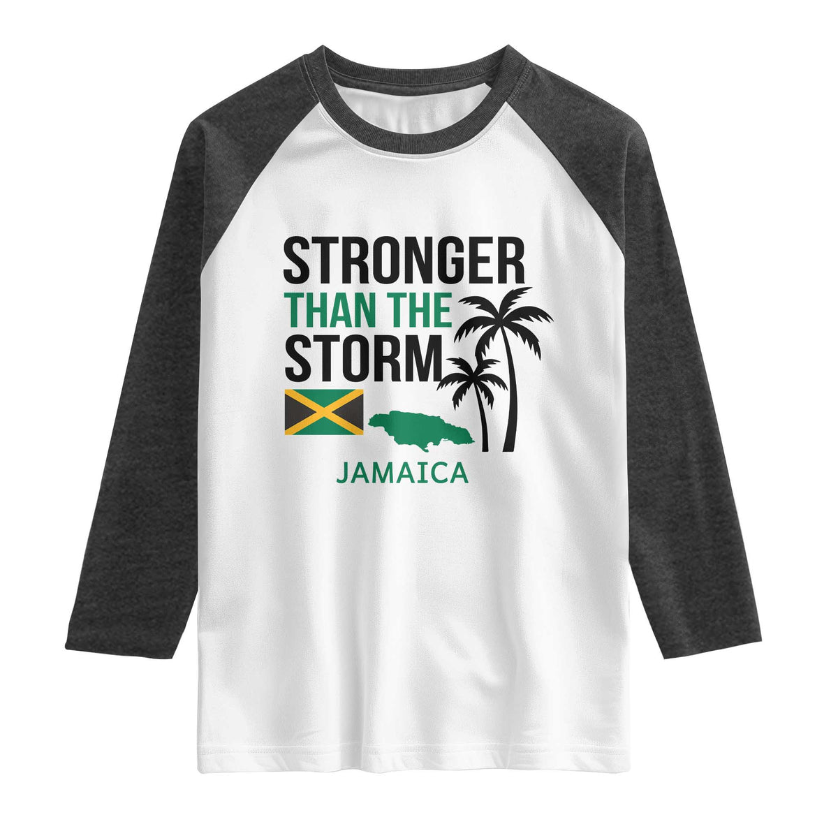 Stronger Than The Storm Jamaica Raglan Shirt Resilience and Hope Hurricane Awareness