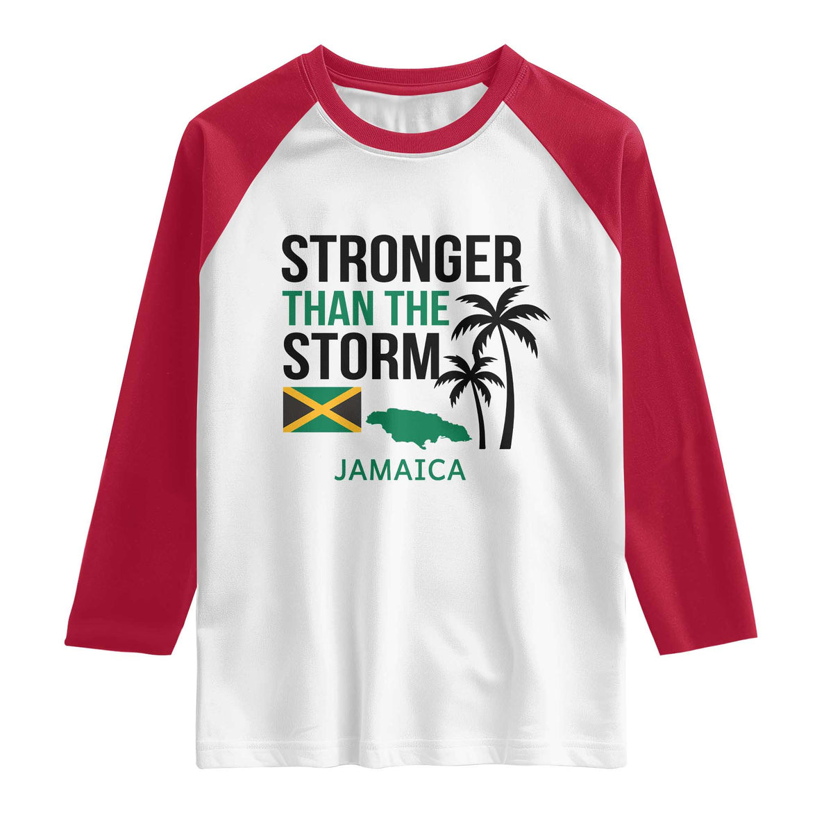Stronger Than The Storm Jamaica Raglan Shirt Resilience and Hope Hurricane Awareness