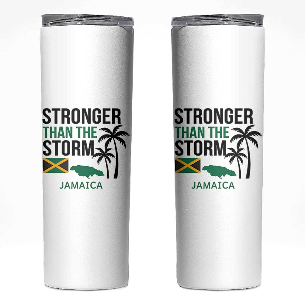 Stronger Than The Storm Jamaica Skinny Tumbler Resilience and Hope Hurricane Awareness