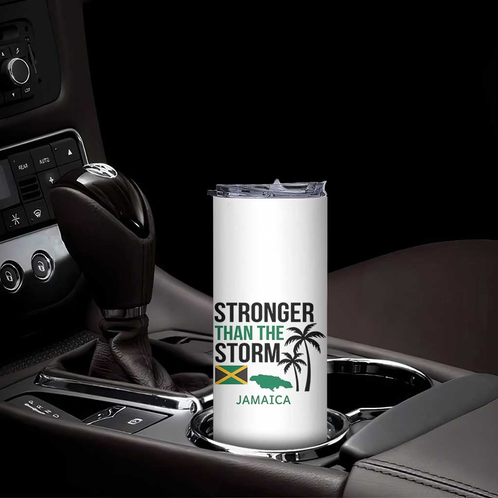 Stronger Than The Storm Jamaica Skinny Tumbler Resilience and Hope Hurricane Awareness