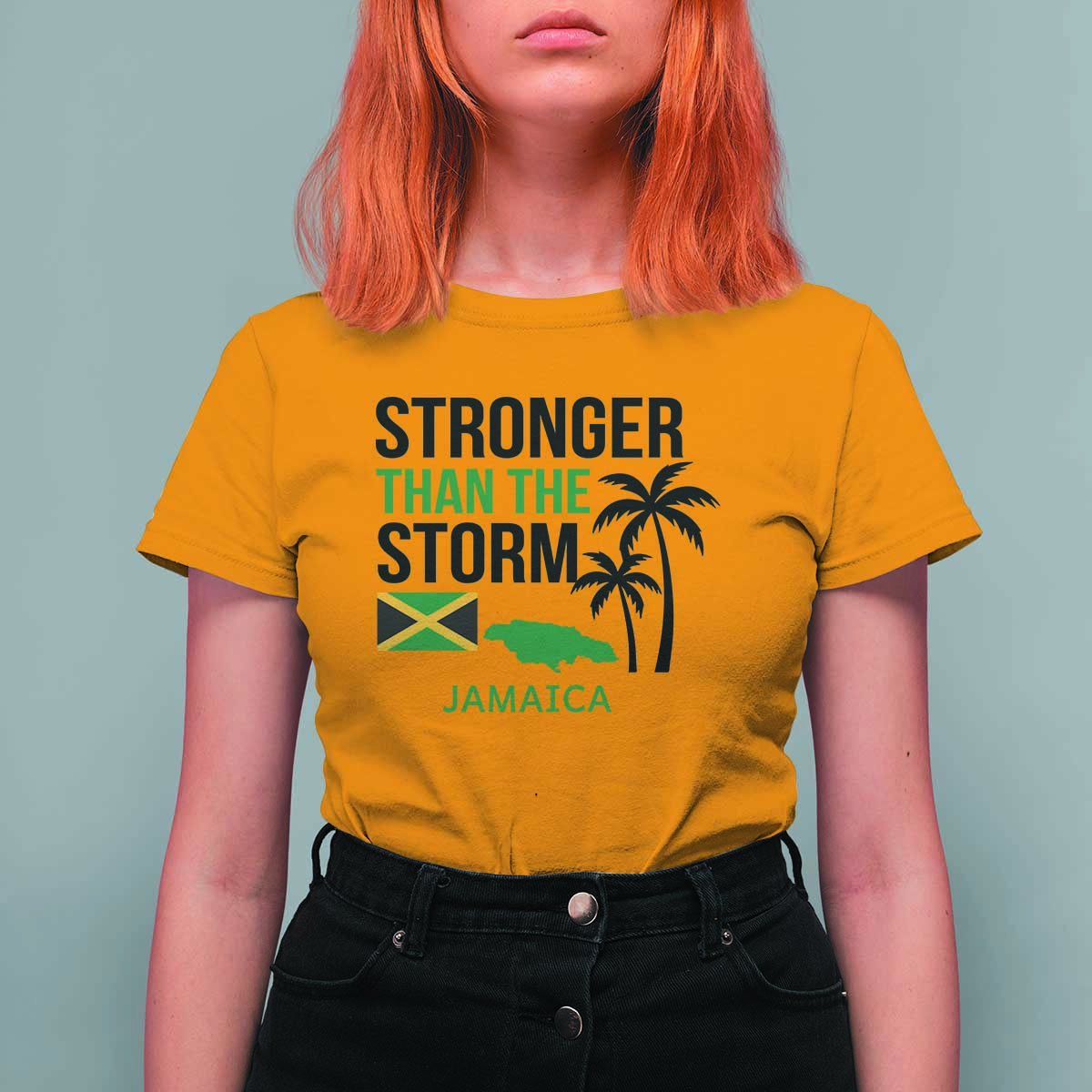 Stronger Than The Storm Jamaica T Shirt For Women Resilience and Hope Hurricane Awareness