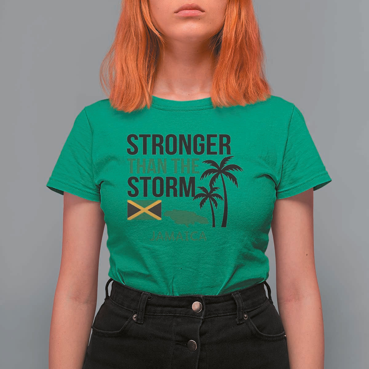 Stronger Than The Storm Jamaica T Shirt For Women Resilience and Hope Hurricane Awareness