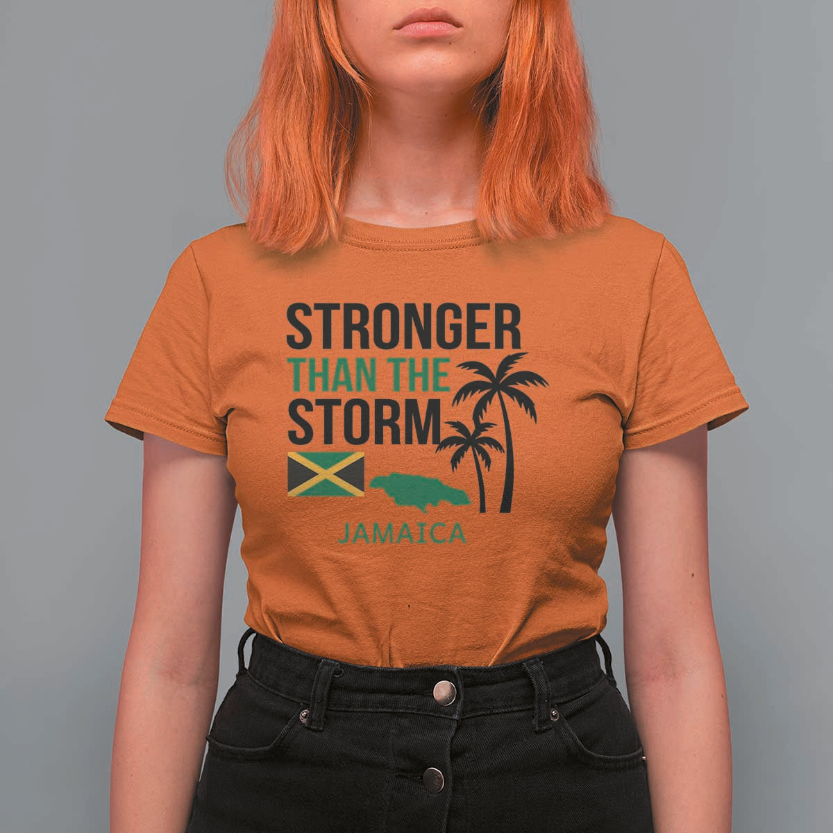 Stronger Than The Storm Jamaica T Shirt For Women Resilience and Hope Hurricane Awareness