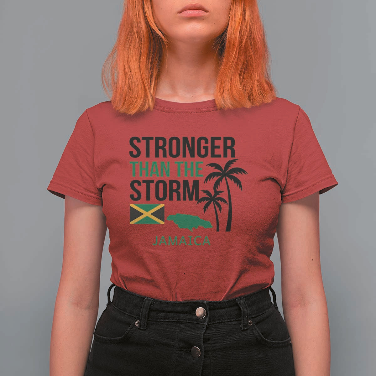 Stronger Than The Storm Jamaica T Shirt For Women Resilience and Hope Hurricane Awareness