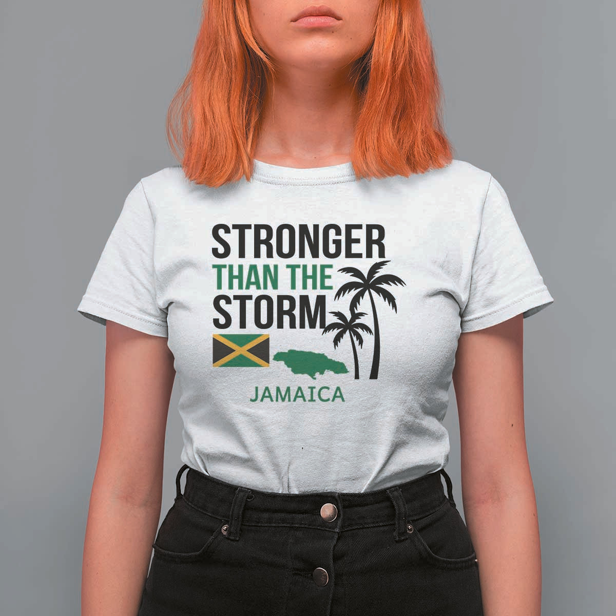 Stronger Than The Storm Jamaica T Shirt For Women Resilience and Hope Hurricane Awareness