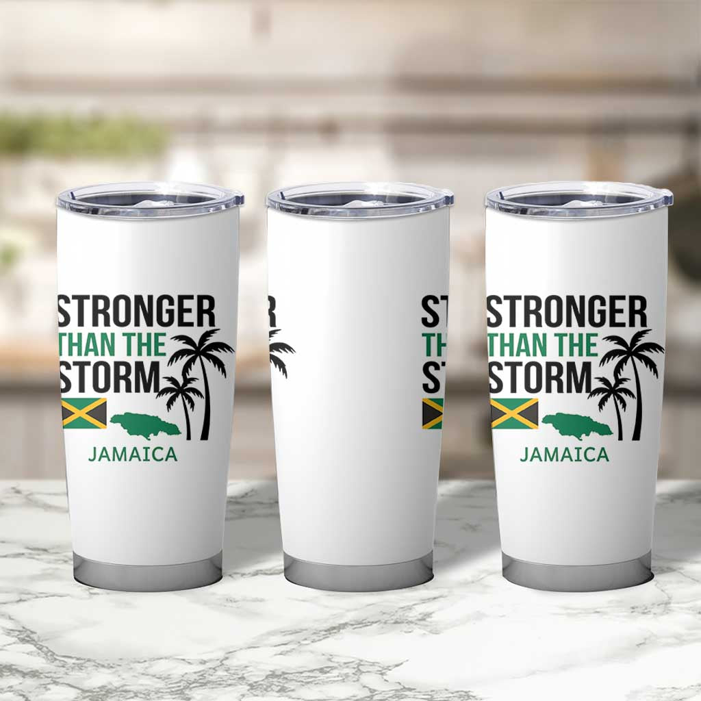 Stronger Than The Storm Jamaica Tumbler Cup Resilience and Hope Hurricane Awareness