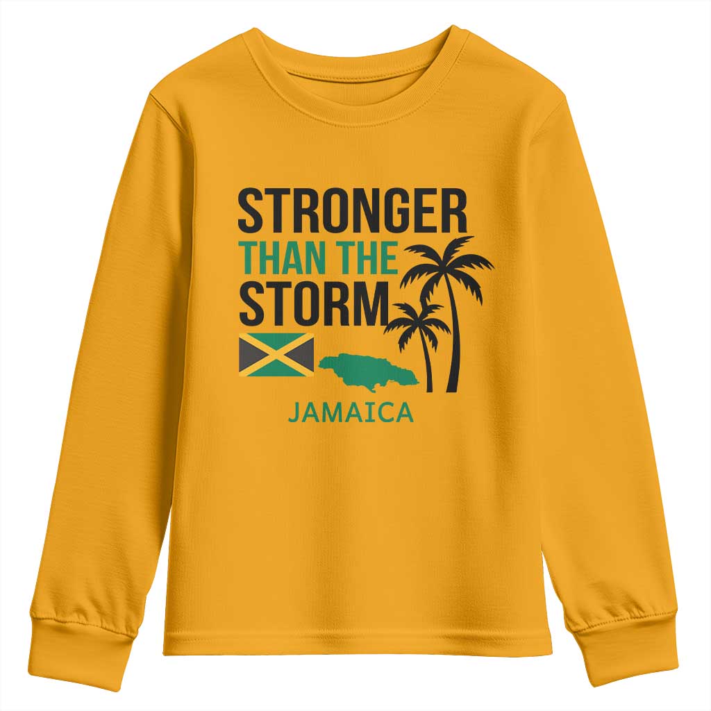 Stronger Than The Storm Jamaica Youth Sweatshirt Resilience and Hope Hurricane Awareness