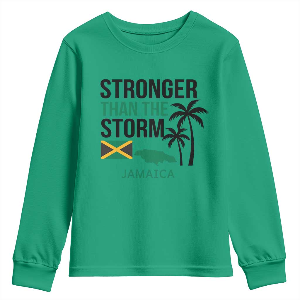 Stronger Than The Storm Jamaica Youth Sweatshirt Resilience and Hope Hurricane Awareness