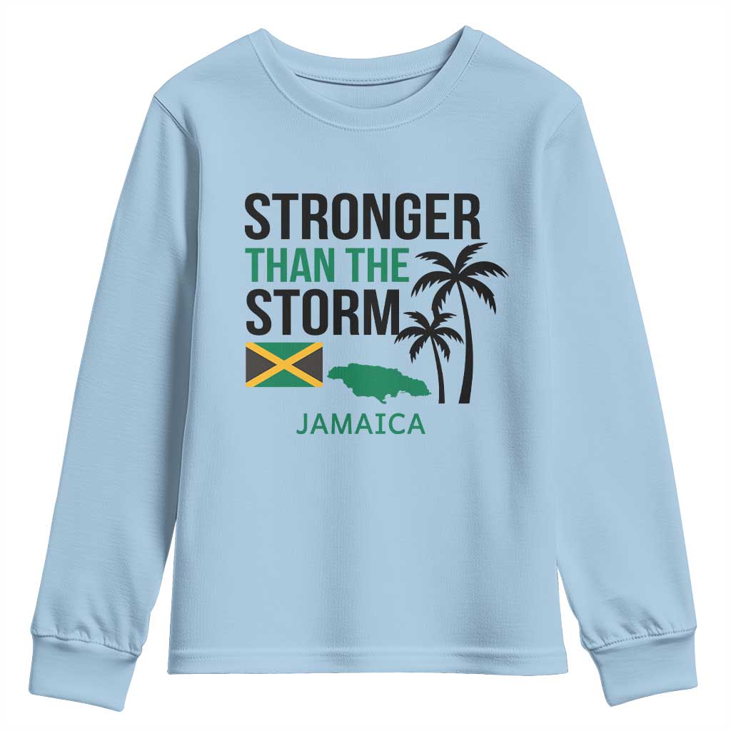 Stronger Than The Storm Jamaica Youth Sweatshirt Resilience and Hope Hurricane Awareness