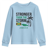 Stronger Than The Storm Jamaica Youth Sweatshirt Resilience and Hope Hurricane Awareness