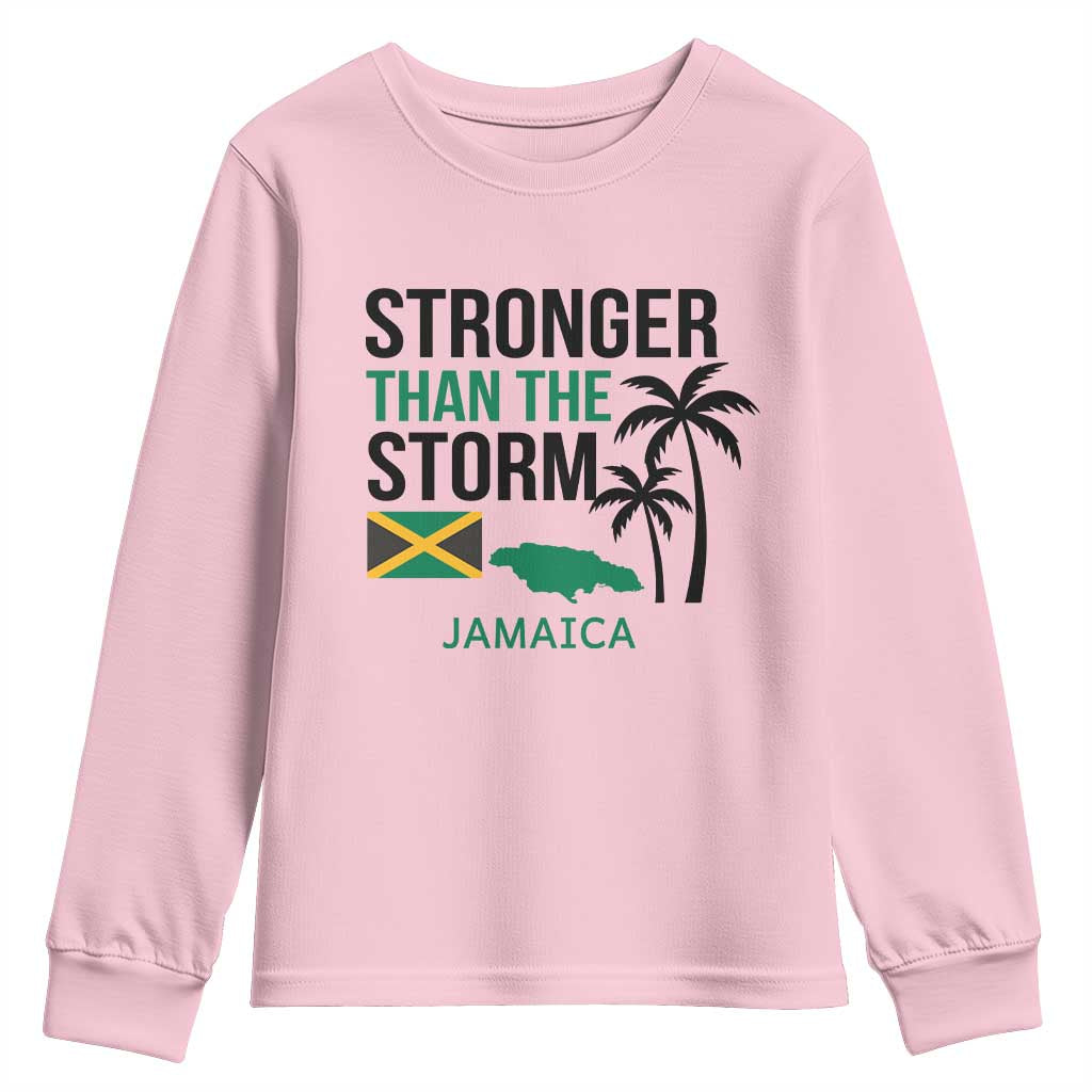 Stronger Than The Storm Jamaica Youth Sweatshirt Resilience and Hope Hurricane Awareness