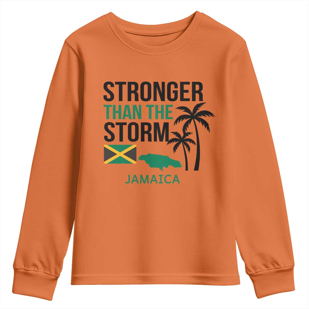 Stronger Than The Storm Jamaica Youth Sweatshirt Resilience and Hope Hurricane Awareness