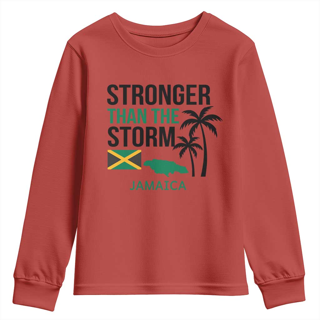 Stronger Than The Storm Jamaica Youth Sweatshirt Resilience and Hope Hurricane Awareness