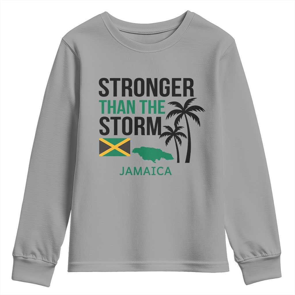 Stronger Than The Storm Jamaica Youth Sweatshirt Resilience and Hope Hurricane Awareness