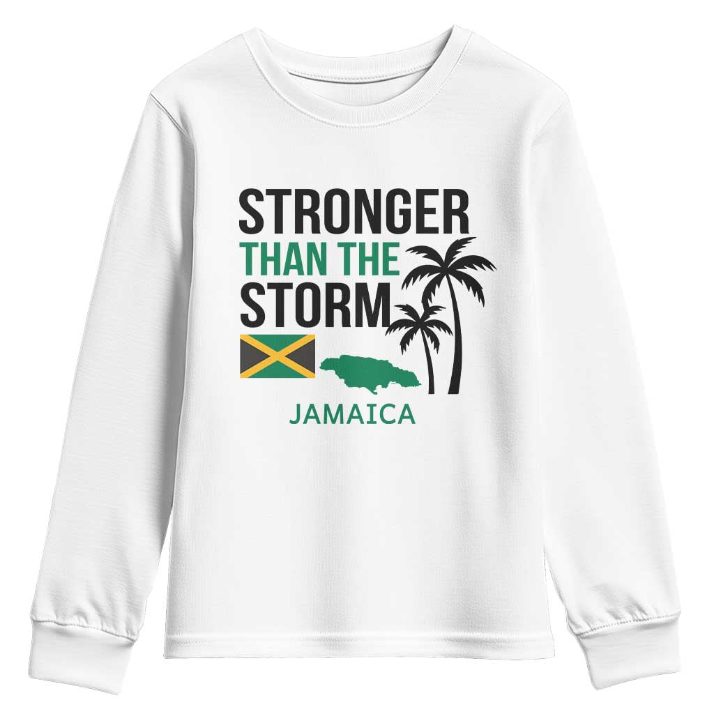 Stronger Than The Storm Jamaica Youth Sweatshirt Resilience and Hope Hurricane Awareness