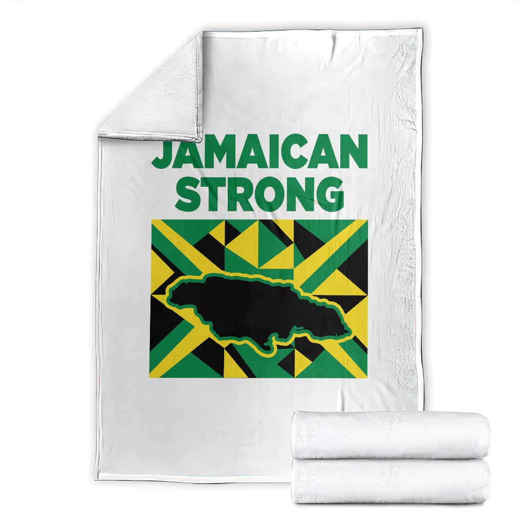 Jamaican Strong Resilience Geometric Flag Throw Blanket Abstract Island Map and Heritage