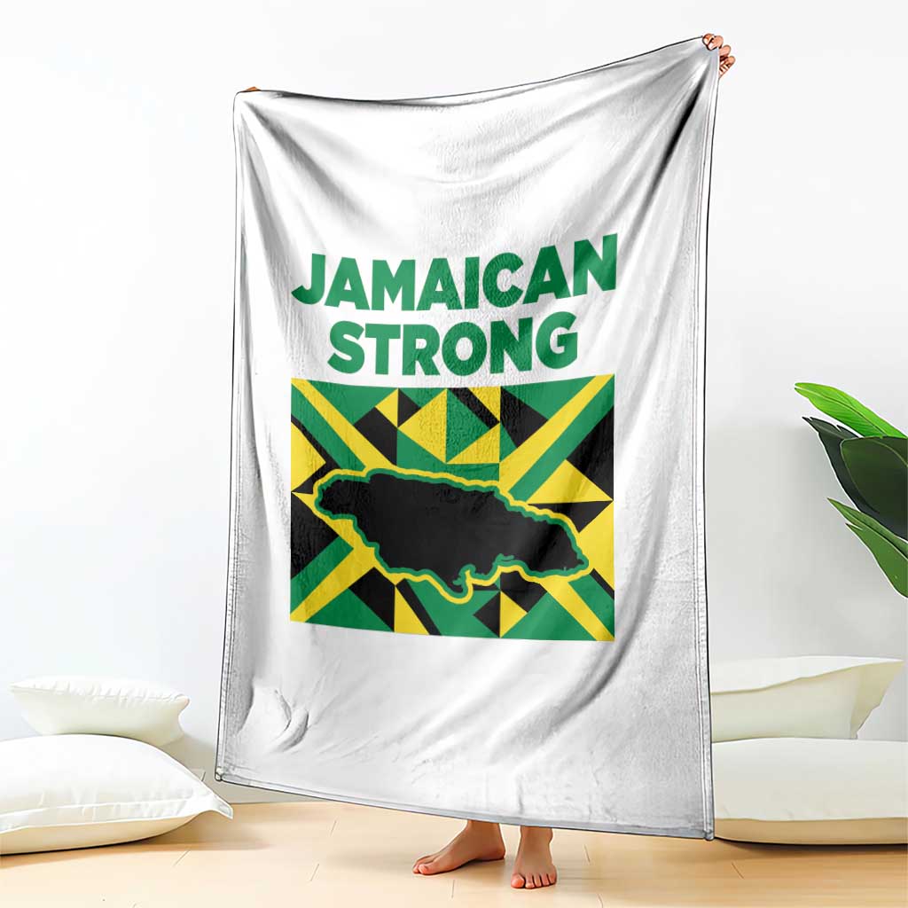Jamaican Strong Resilience Geometric Flag Throw Blanket Abstract Island Map and Heritage
