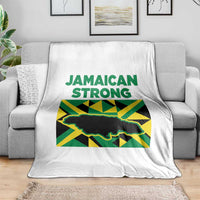 Jamaican Strong Resilience Geometric Flag Throw Blanket Abstract Island Map and Heritage