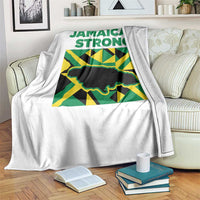 Jamaican Strong Resilience Geometric Flag Throw Blanket Abstract Island Map and Heritage