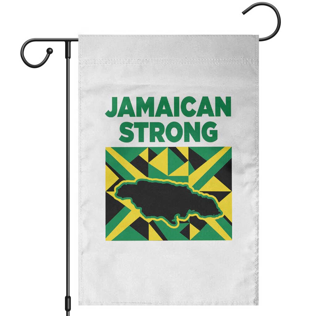Jamaican Strong Resilience Geometric Flag Garden Flag Abstract Island Map and Heritage