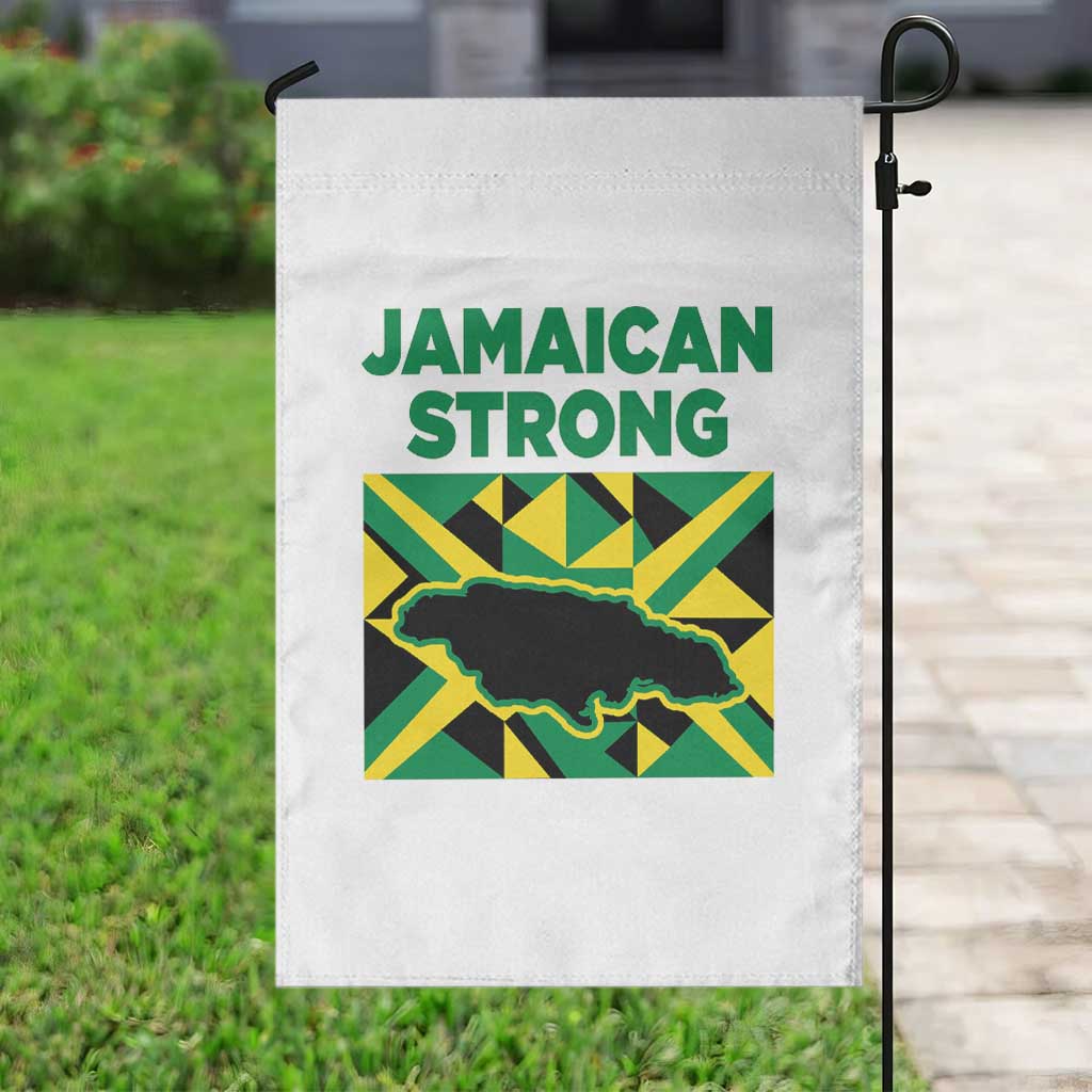 Jamaican Strong Resilience Geometric Flag Garden Flag Abstract Island Map and Heritage